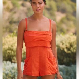 Anthropologie Strapless Linen Romper